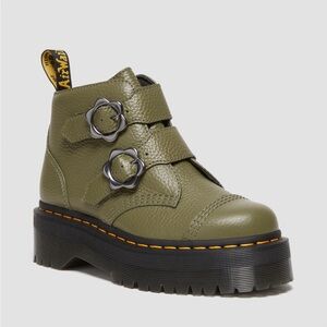 Doc Martens Devon flower buckle leather platform boots!
